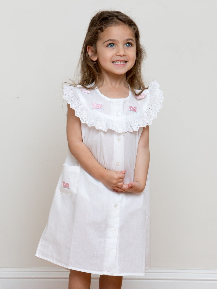 Wendy Whale White Cotton Dress, Embroidered