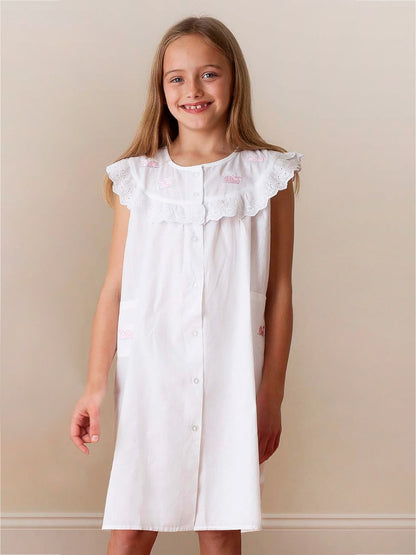 Wendy Whale White Cotton Dress, Embroidered