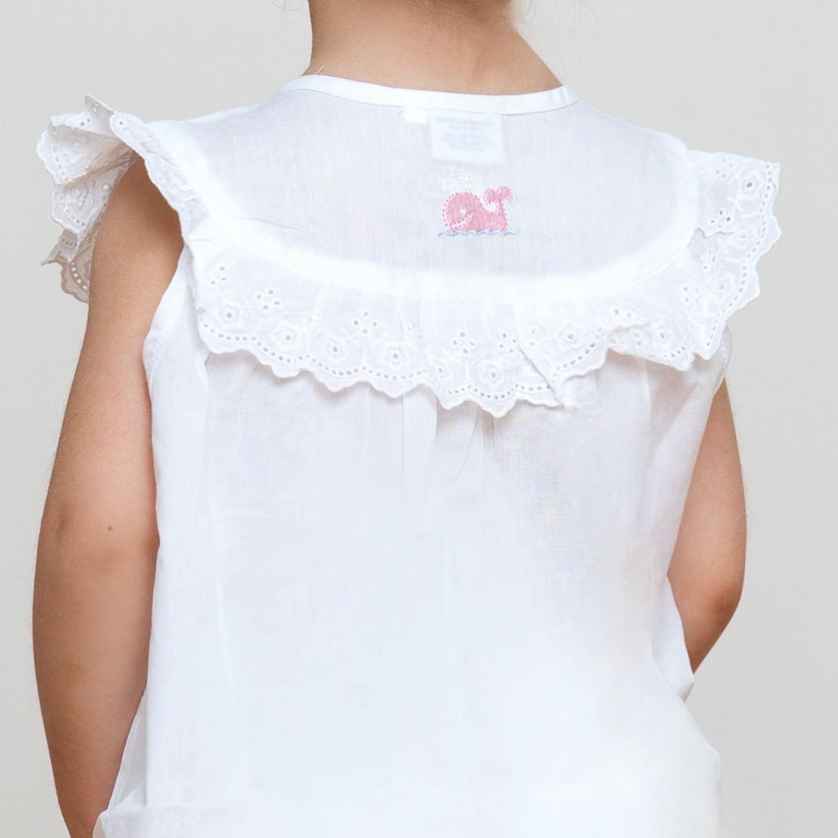 Wendy Whale White Cotton Dress, Embroidered