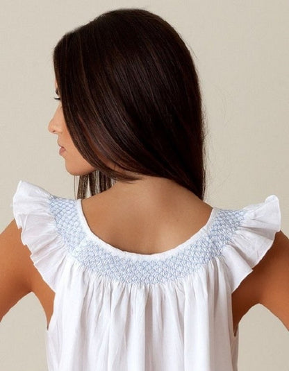 Lisa White Cotton Nightgown, Smocked
