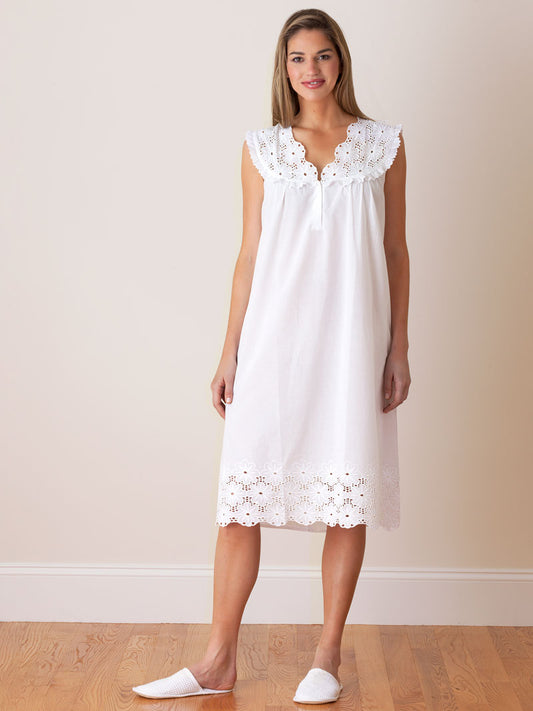 Eloise White Cotton Nightgown
