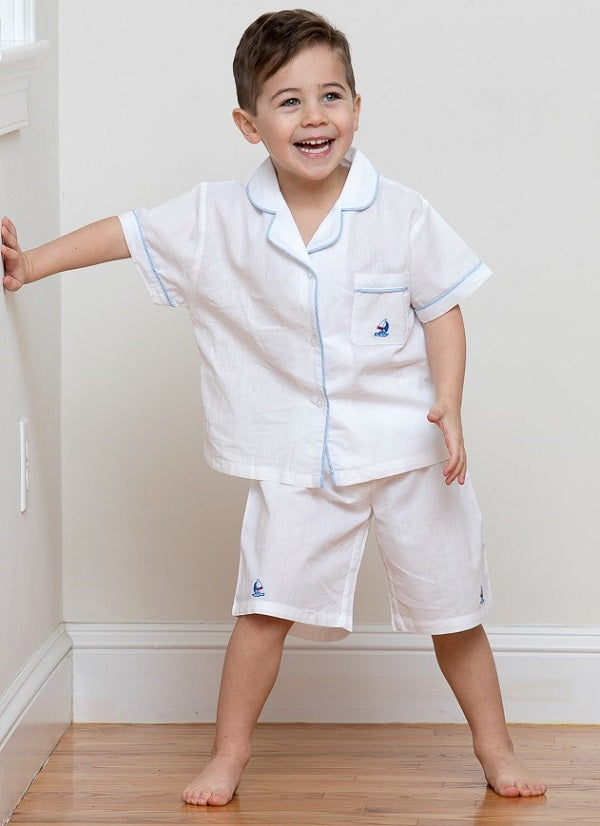 Ship Shape Shorts, Embroidered Sailboat