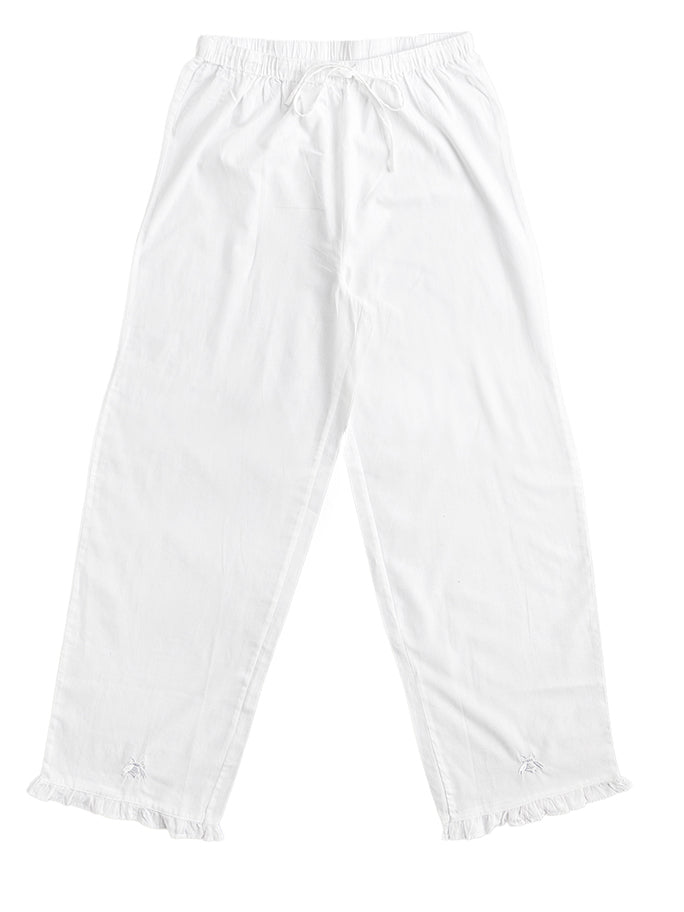 Caroline White Cotton Pajamas, Embroidered