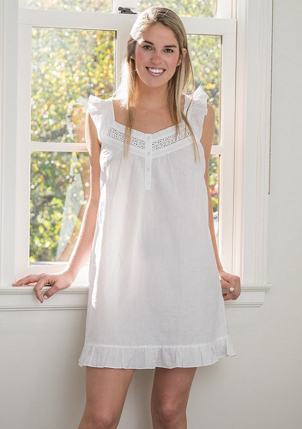 April Nightgown - Jacaranda Nightgowns Living, Cotton White