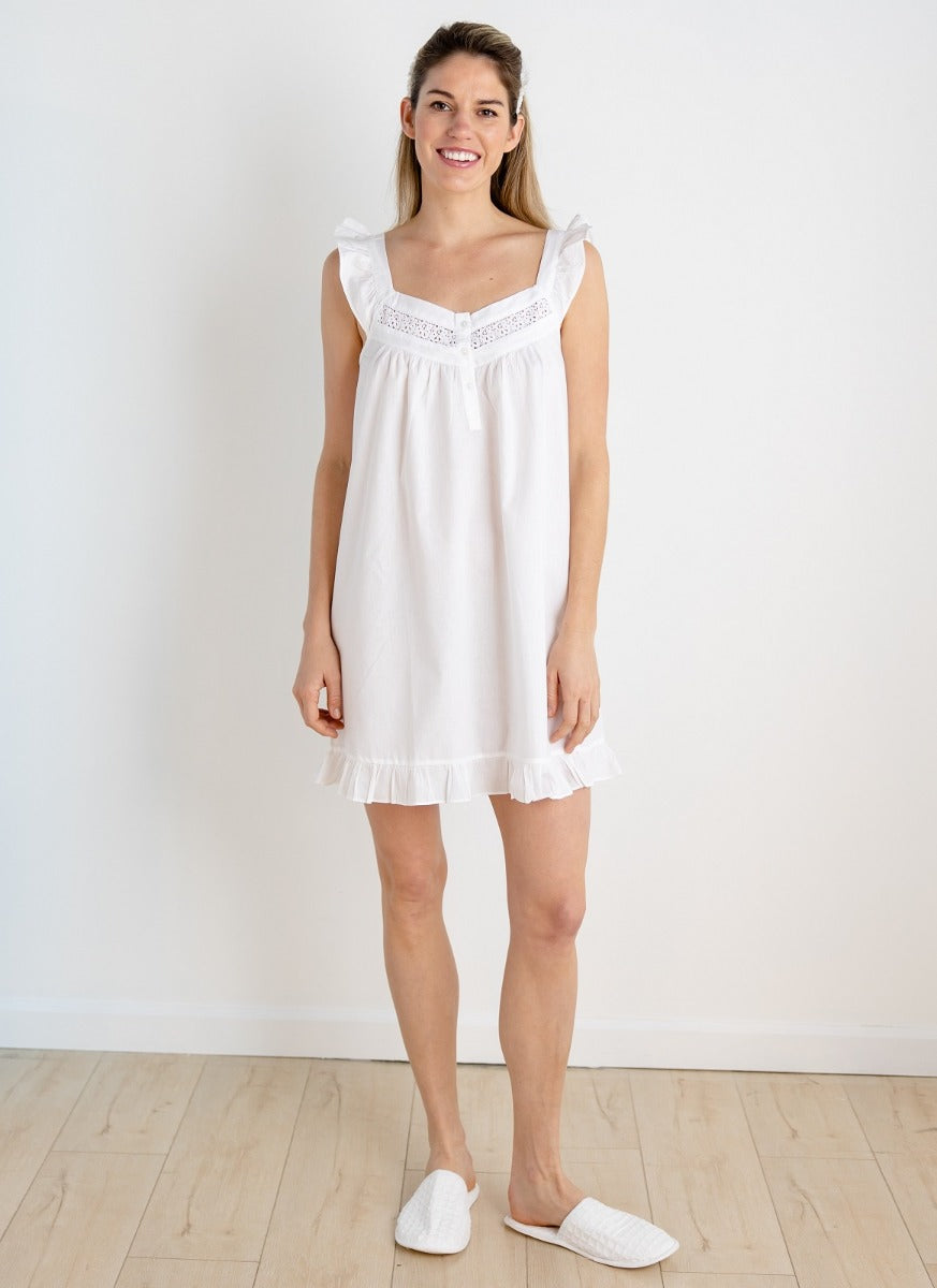 April Nightgown - Jacaranda Living, White Cotton Nightgowns
