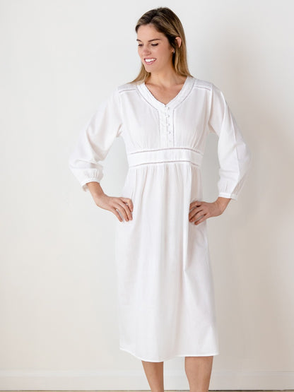 Claire White Cotton Nightgown