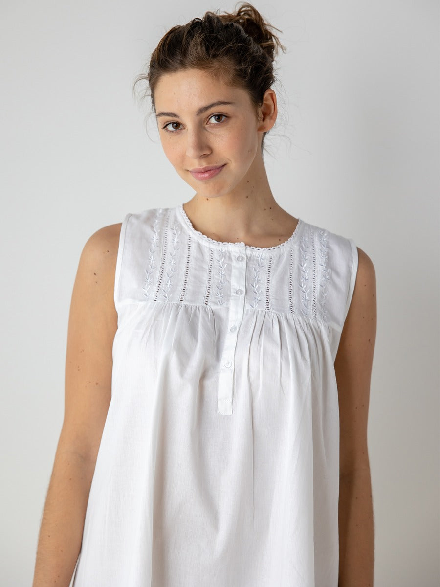 Camille White Cotton Nightgown