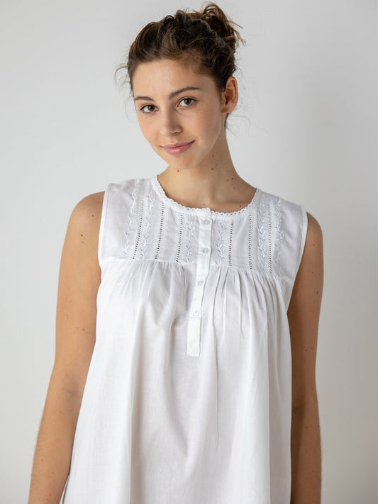 Camille White Cotton Nightgown
