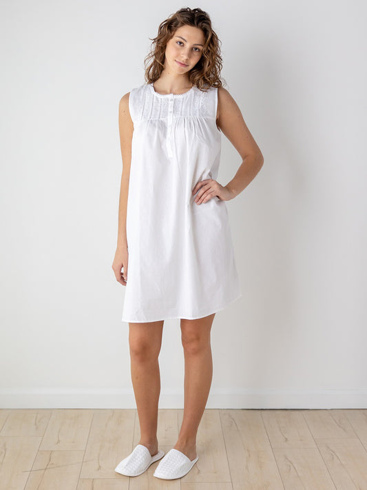 Camille White Cotton Nightgown