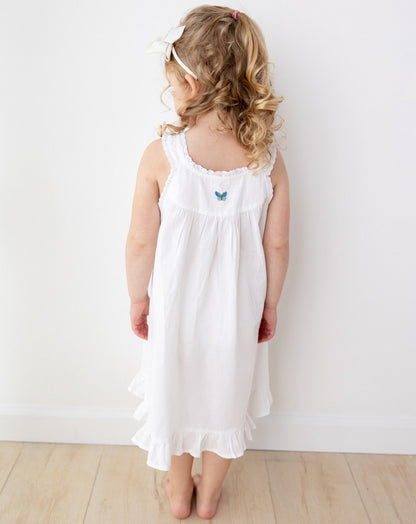 Zoe White Cotton Dress, Embroidered