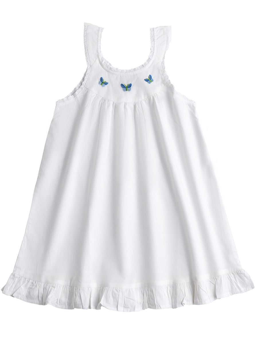 Zoe White Cotton Dress, Embroidered