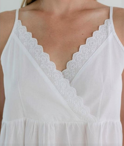 Cara White Cotton Nightgown