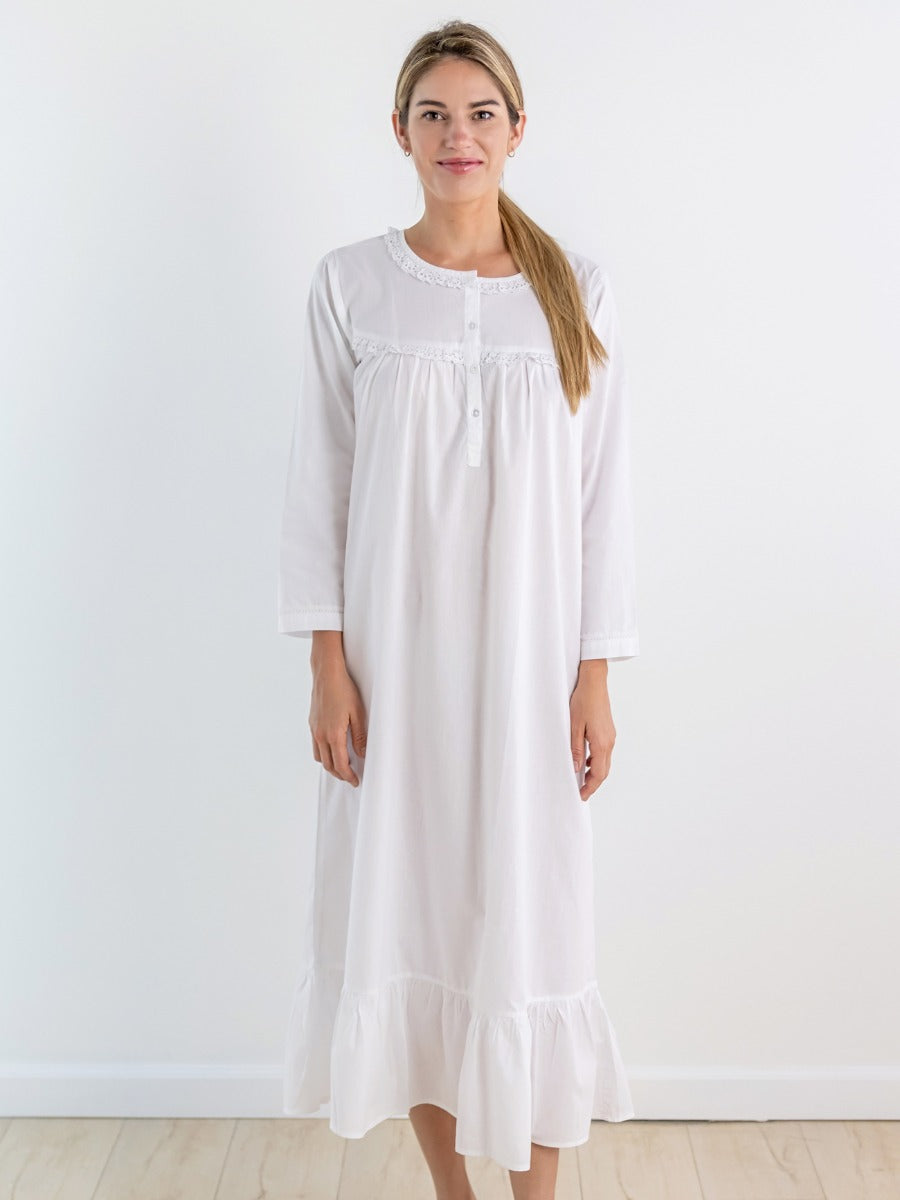 Catherine White Cotton Nightgown.