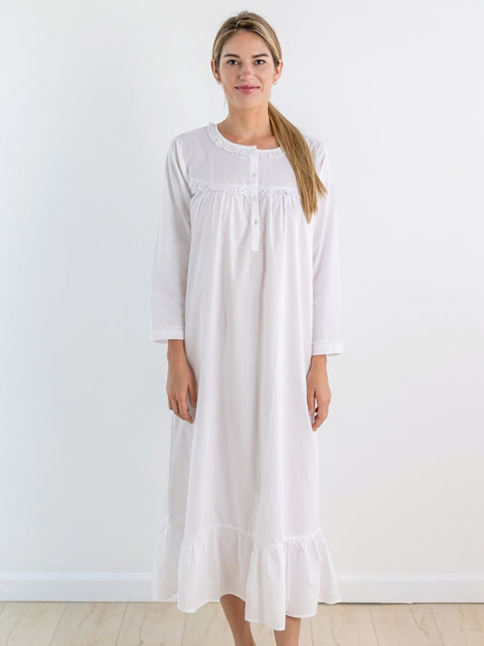 Catherine White Cotton Nightgown
