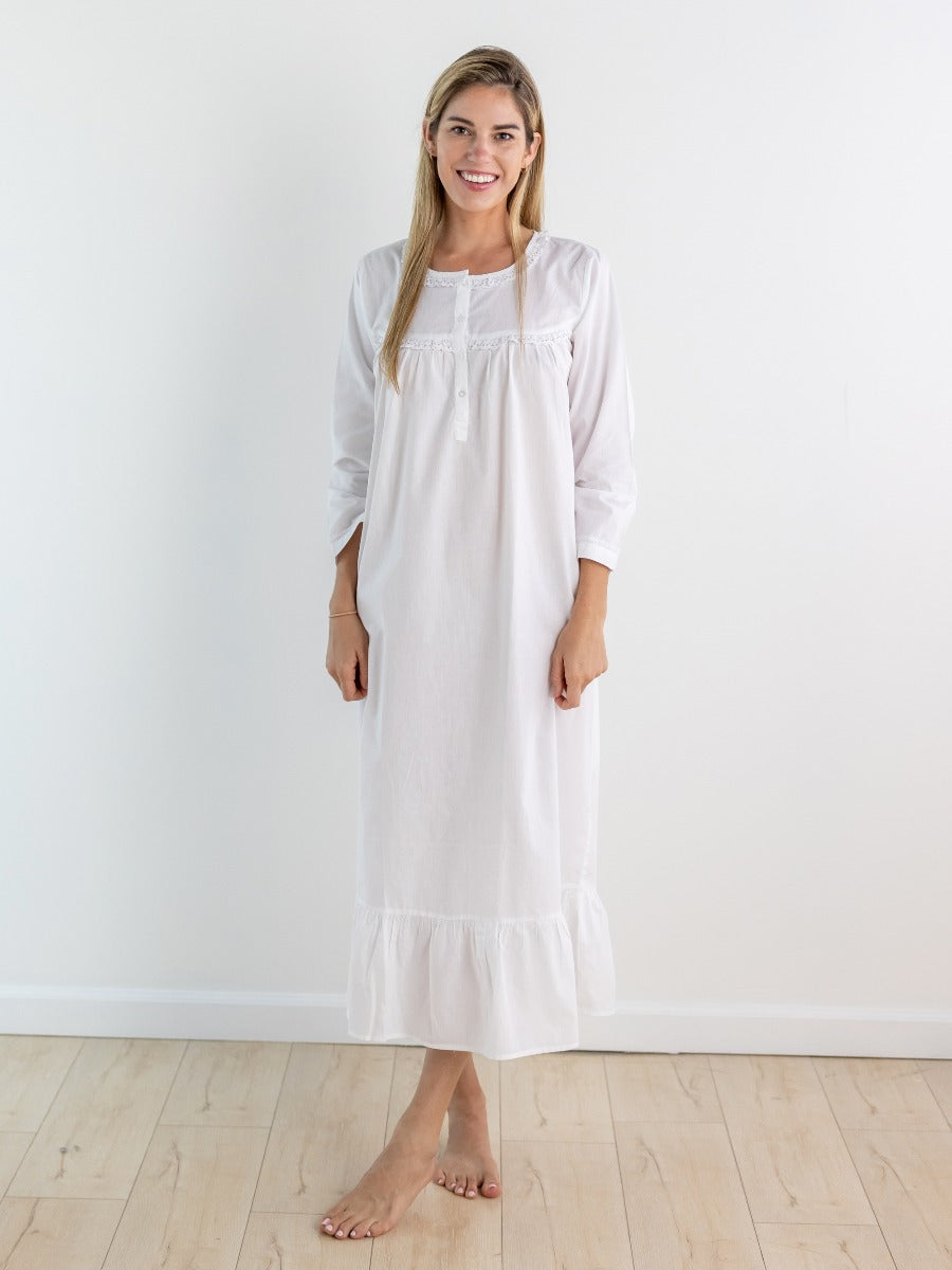Catherine White Cotton Nightgown.