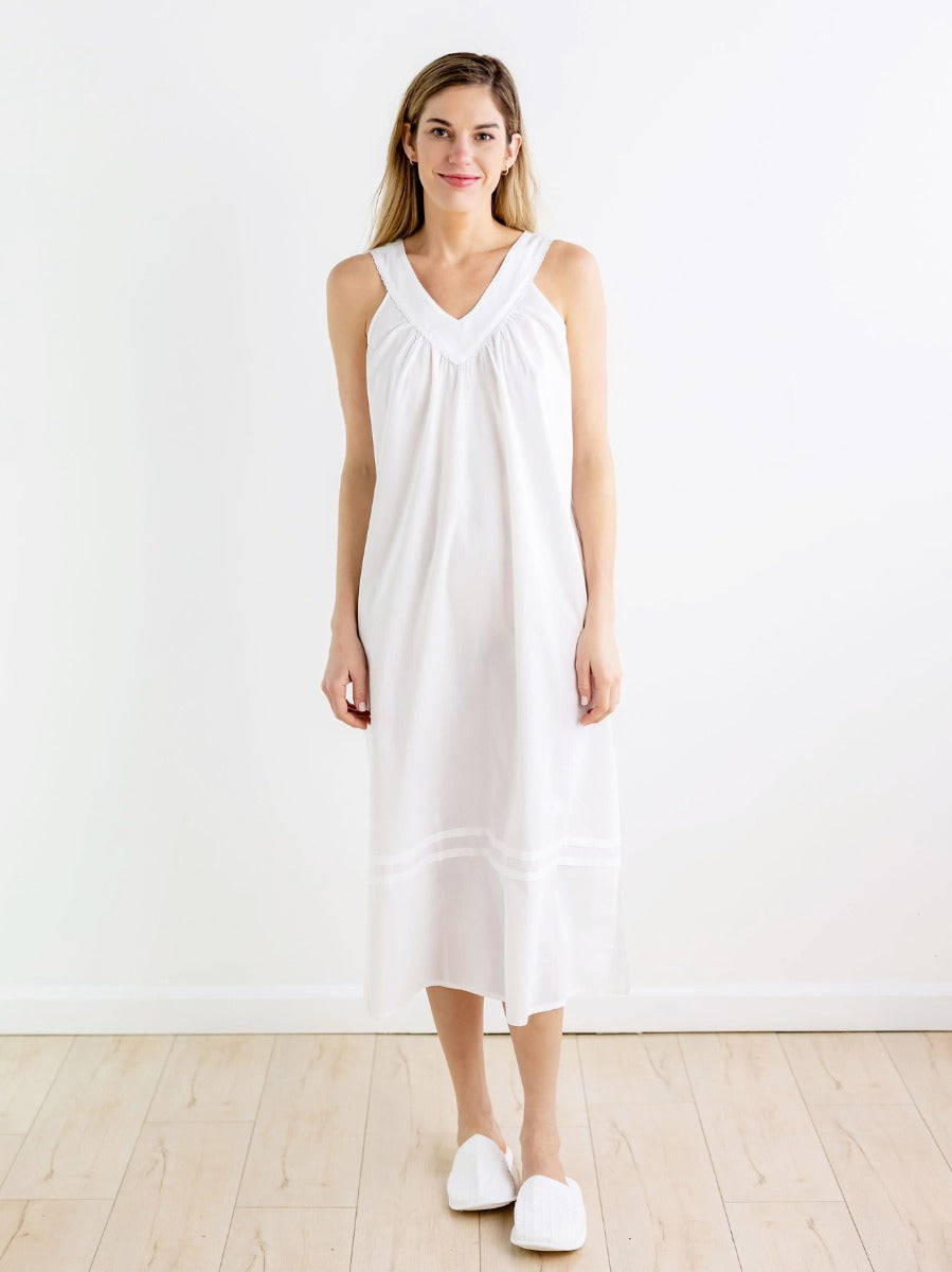 Savannah White Cotton Nightgown