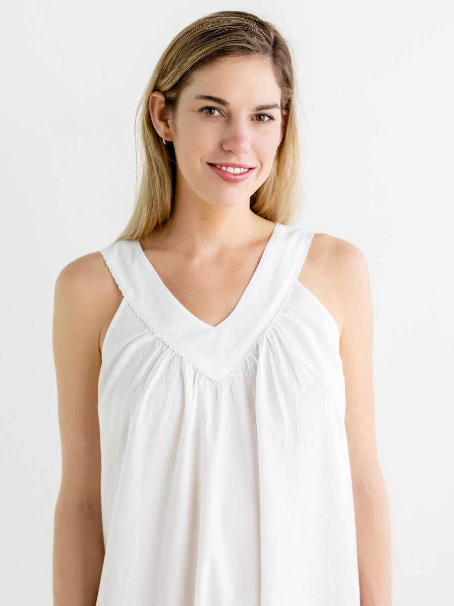 Savannah White Cotton Nightgown