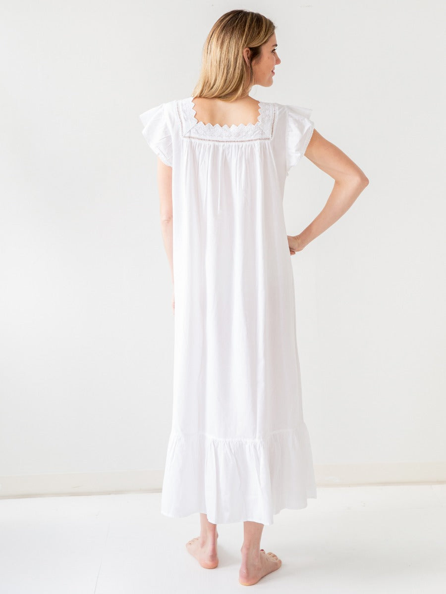 Genevieve White Cotton Nightgown