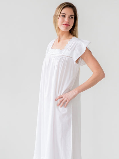 Genevieve White Cotton Nightgown