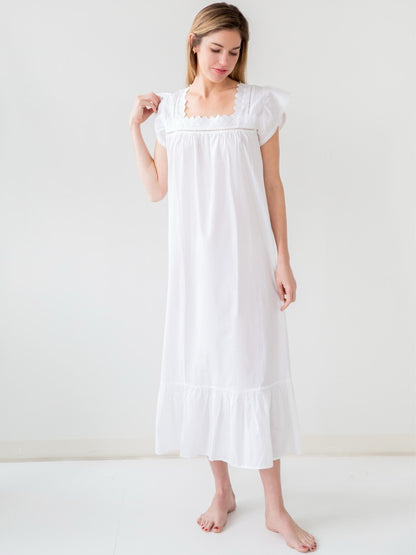 Genevieve White Cotton Nightgown