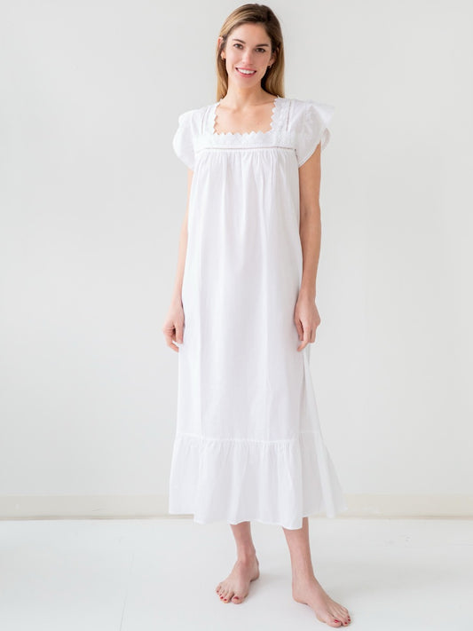 Genevieve White Cotton Nightgown