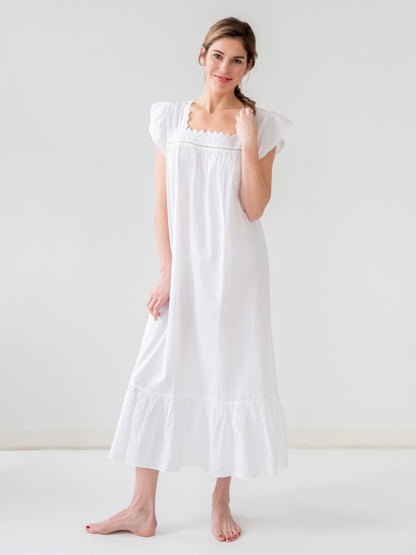 Genevieve White Cotton Nightgown