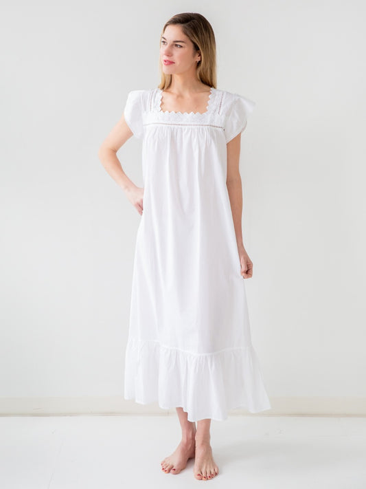 Genevieve White Cotton Nightgown
