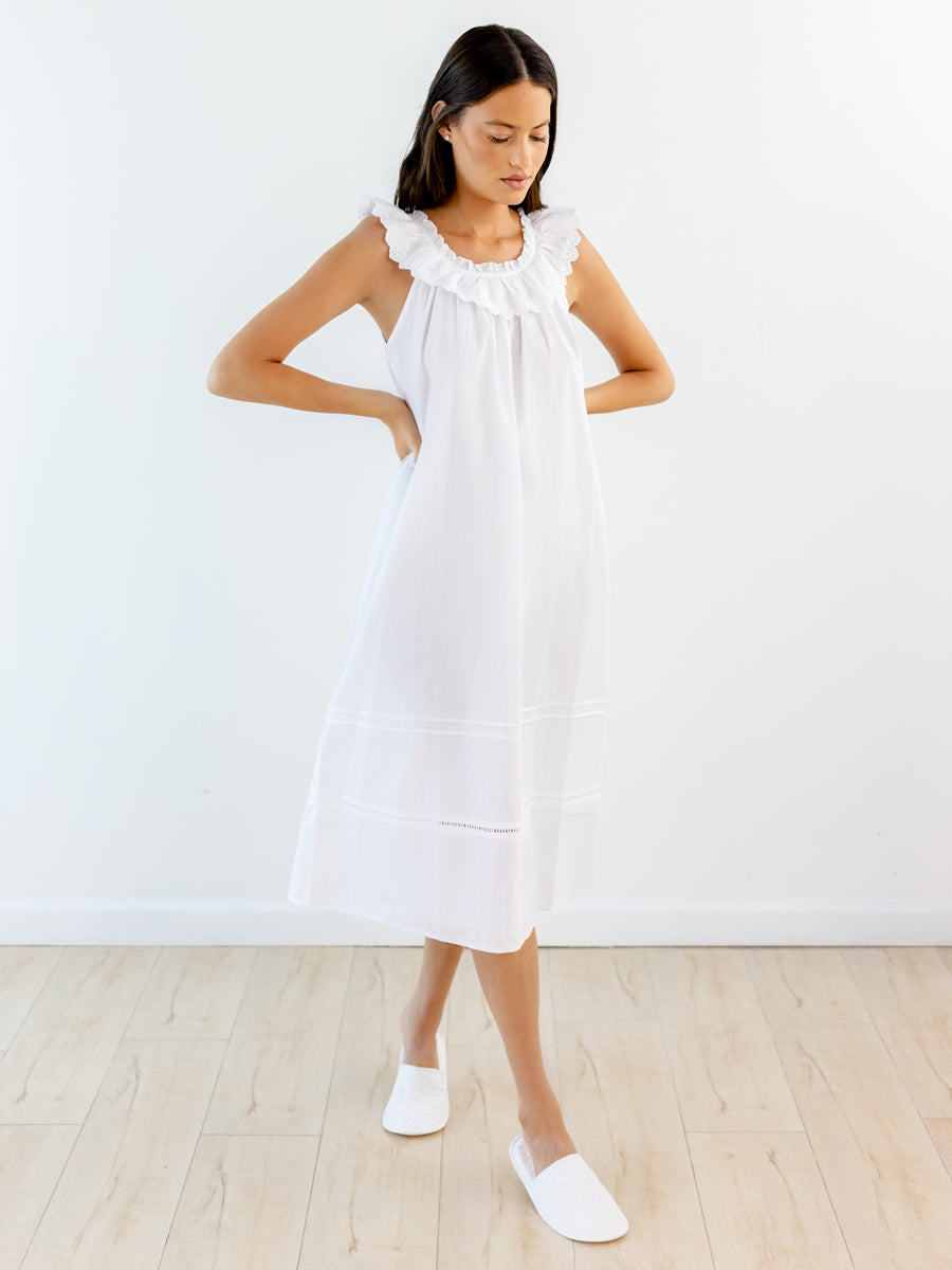 Mia White Cotton Nightgown