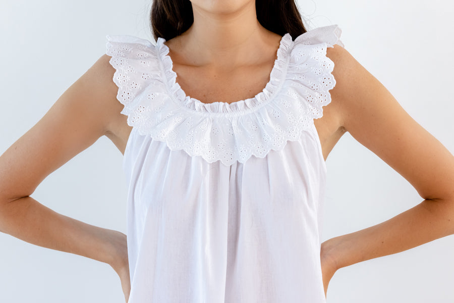 Mia White Cotton Nightgown