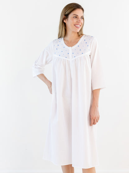 Judy White Cotton Nightgown