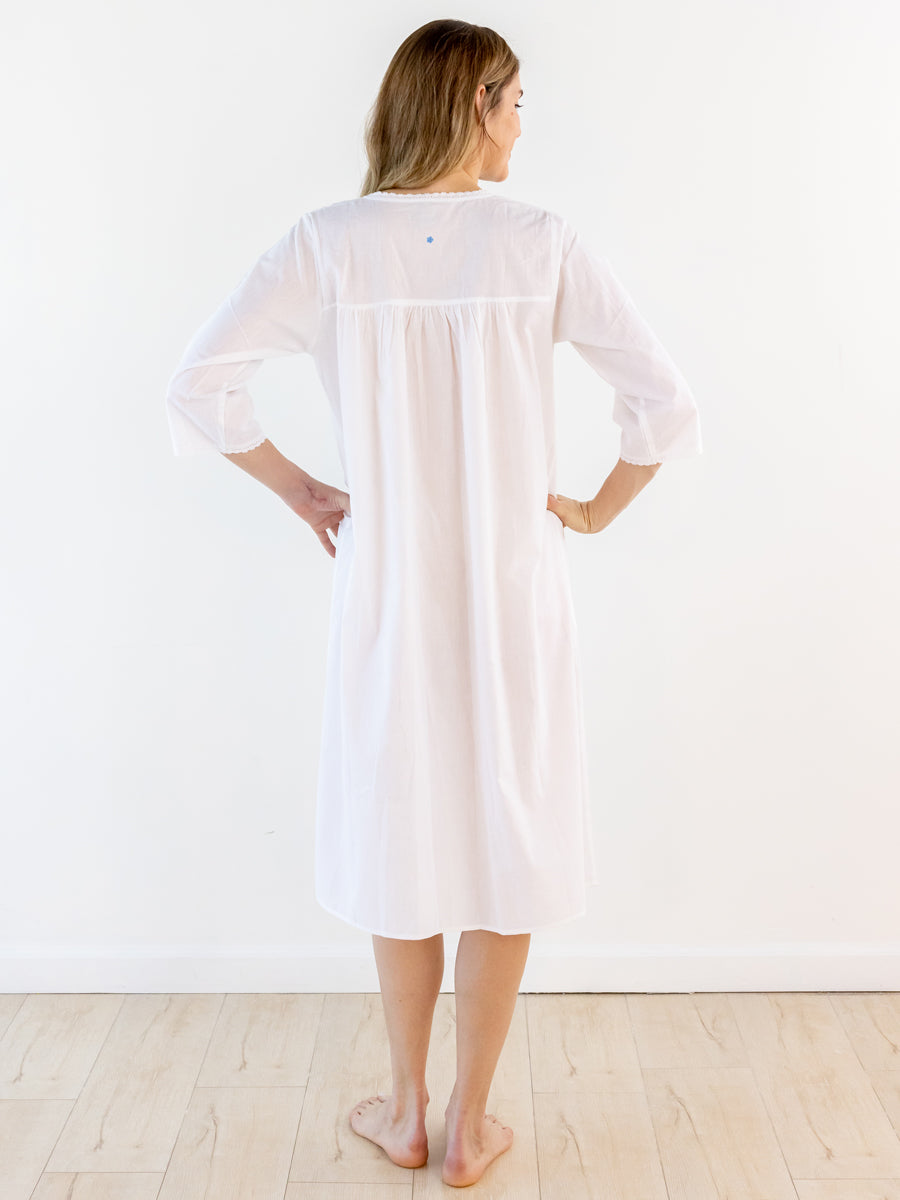 Judy White Cotton Nightgown