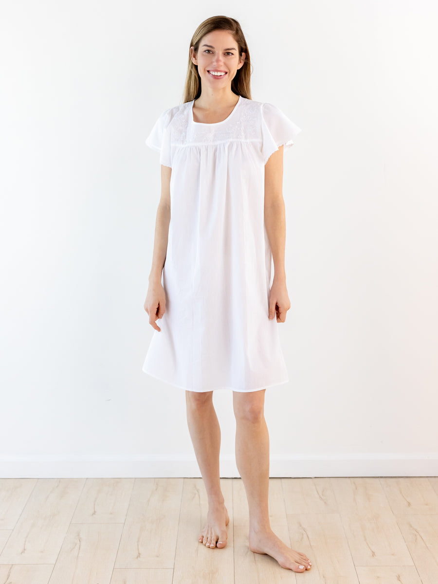 Celeste White Cotton Nightgown