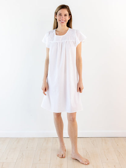 Celeste White Cotton Nightgown