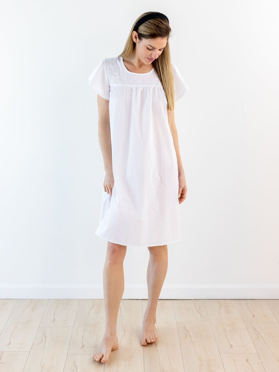 Celeste White Cotton Nightgown