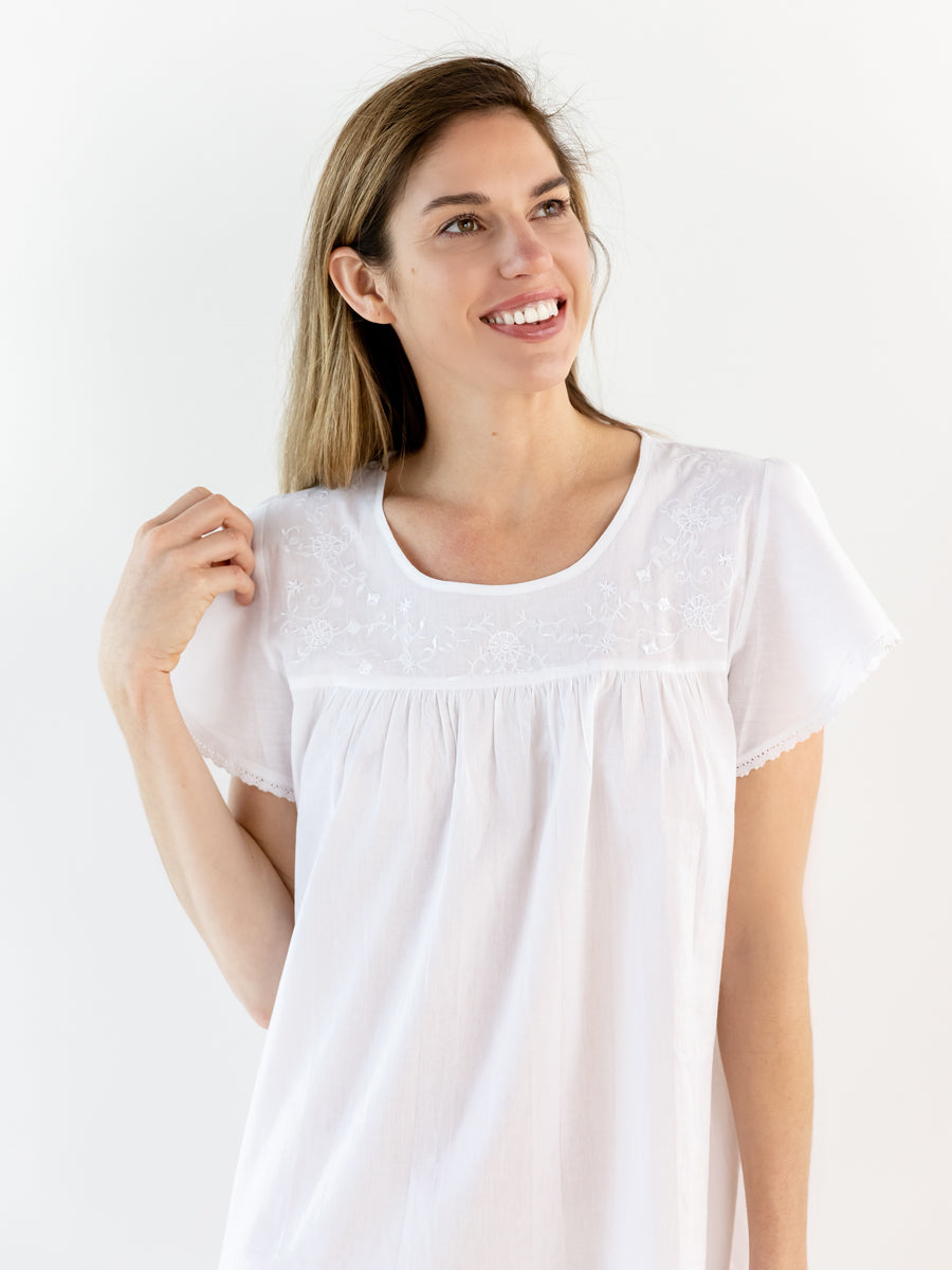 Celeste White Cotton Nightgown Jacaranda Living