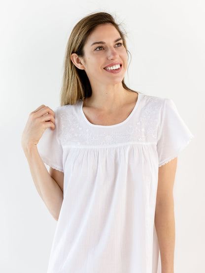 Celeste White Cotton Nightgown