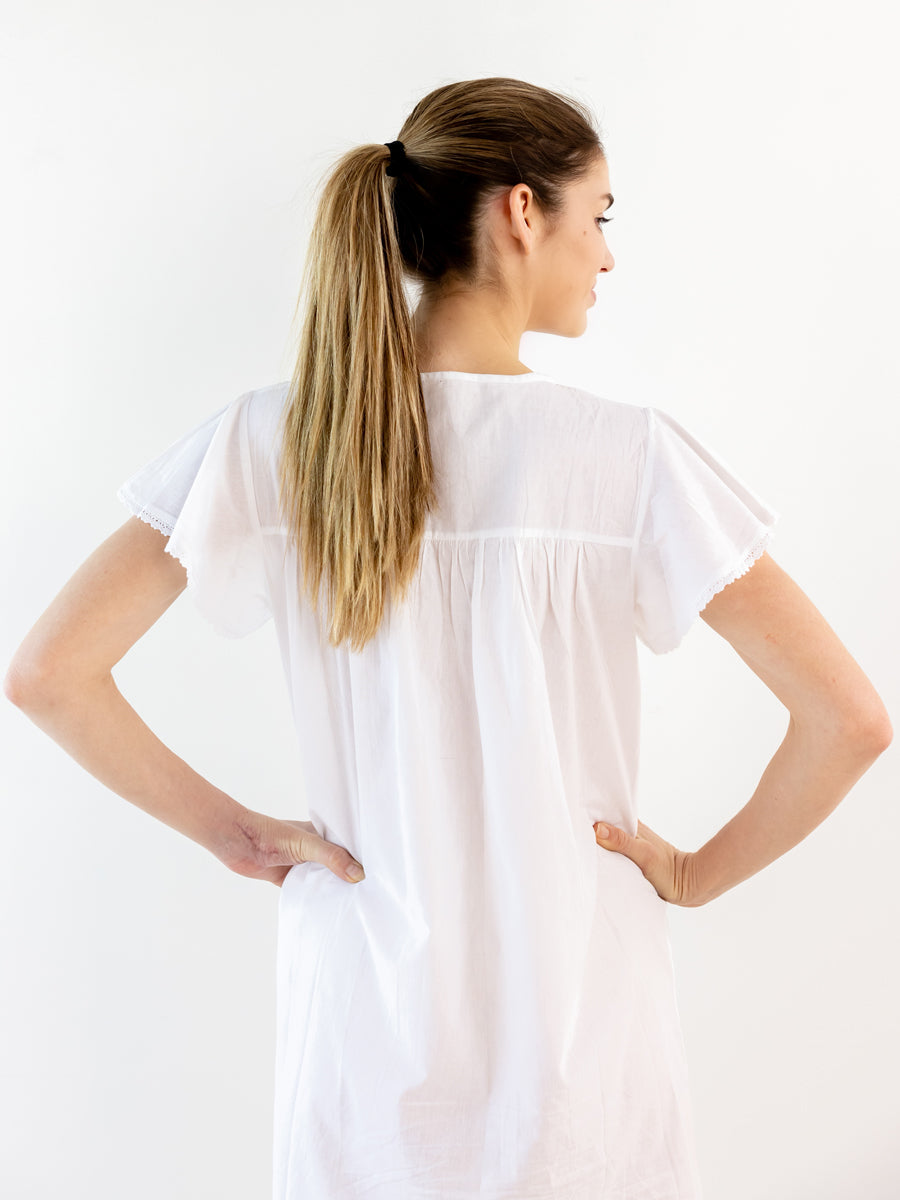 Celeste White Cotton Nightgown