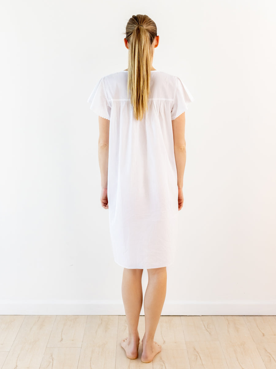 Ladies White Cotton Nightgown - EL360 Bee White Cotton Nightgown