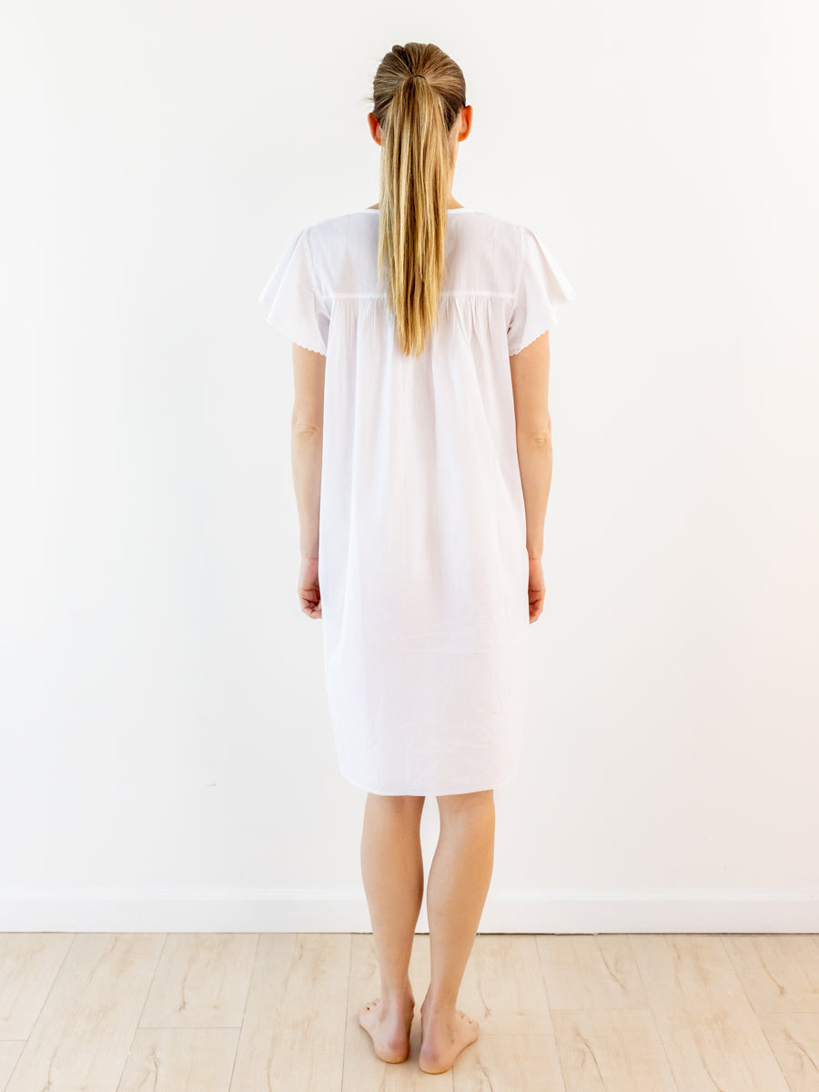 Celeste White Cotton Nightgown