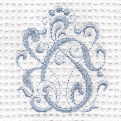 Guest Towel, Waffle Weave, English Scroll (Duck Egg Blue)