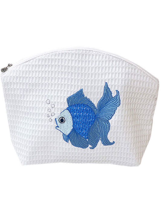 Cosmetic Bag (Large), Fantail Fish (Blue)