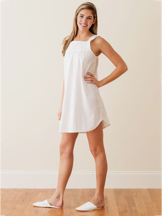 Faye White Cotton Nightgown, Lace