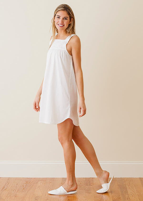 Faye White Cotton Nightgown, Lace