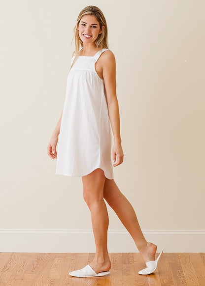 Faye White Cotton Nightgown, Lace