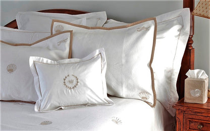 Coverlet (Queen) - Embroidered Scallops (Beige)