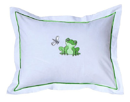 Baby Boudoir Pillow Cover, Frog & Dragonfly (Green)