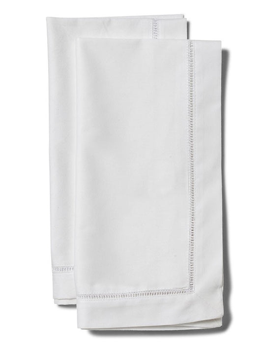 Dinner Napkins - White Cotton With Hem Stitch (Set of 2)