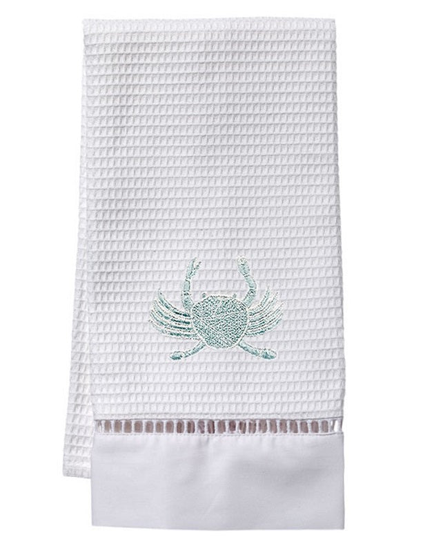Guest Towel, Waffle Weave, Crab (Aqua)