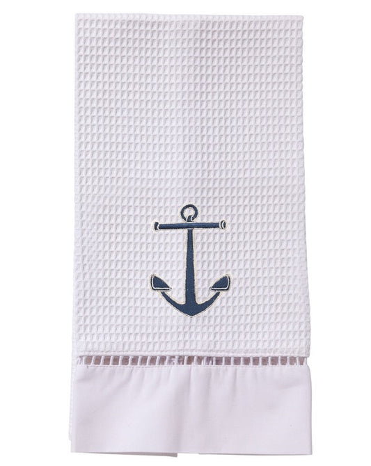 Guest Towel, Waffle Weave, Anchor (Navy)