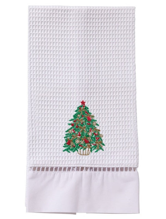 Guest Towel, Waffle Weave, Christmas Tree (Green)